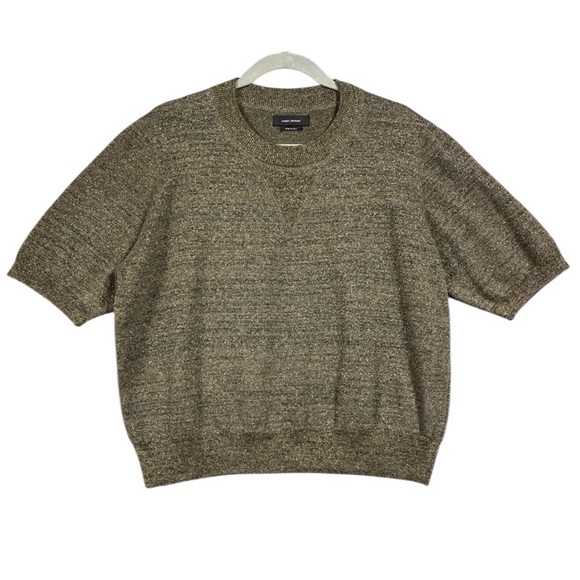 Isabel Marant Metallic Shimmer Knit Short Sleeve Top Size 42 - Picture 1 of 7